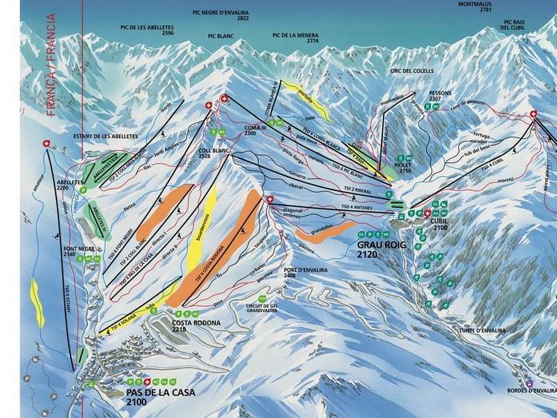 Massana feeling. Карта склонов Гранд Валира. Андорра Грандвалира схема трасс. Grandvalira Andorra горнолыжный курорт. Пас-де-ла-Каса, Андорра горнолыжный курорт.